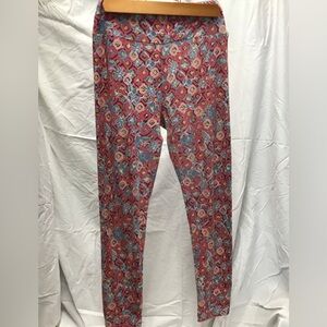 LuLaRoe Pink and Blue Leggings with Stretchy Fit
